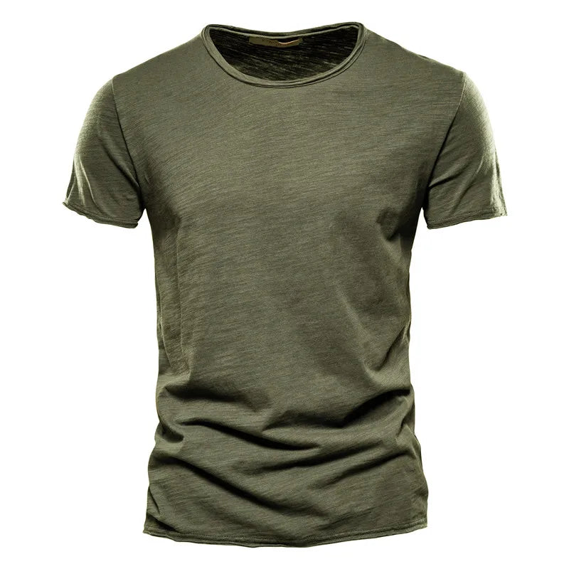 100% Cotton Men T-shirt V-neck Fashion Design Slim Fit Soild T-shirts Male Tops Tees Short Sleeve T Shirt O-neck for Men