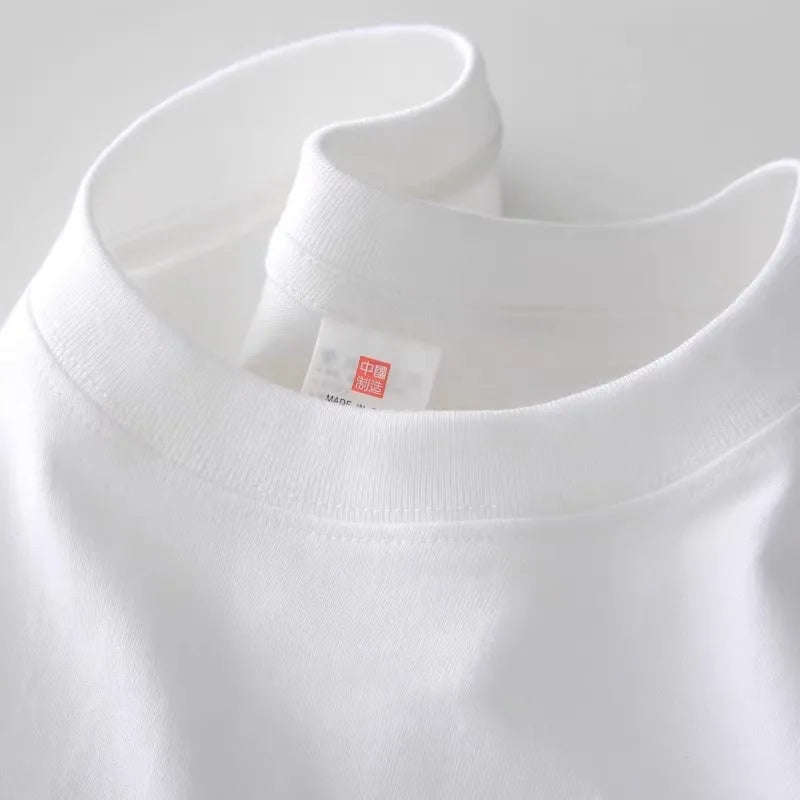100% Cotton White Long Sleeves T-shirt Men 2025 Autumn New American Retro Street Oversize T-shirt Casual Y2k Top Men clothing