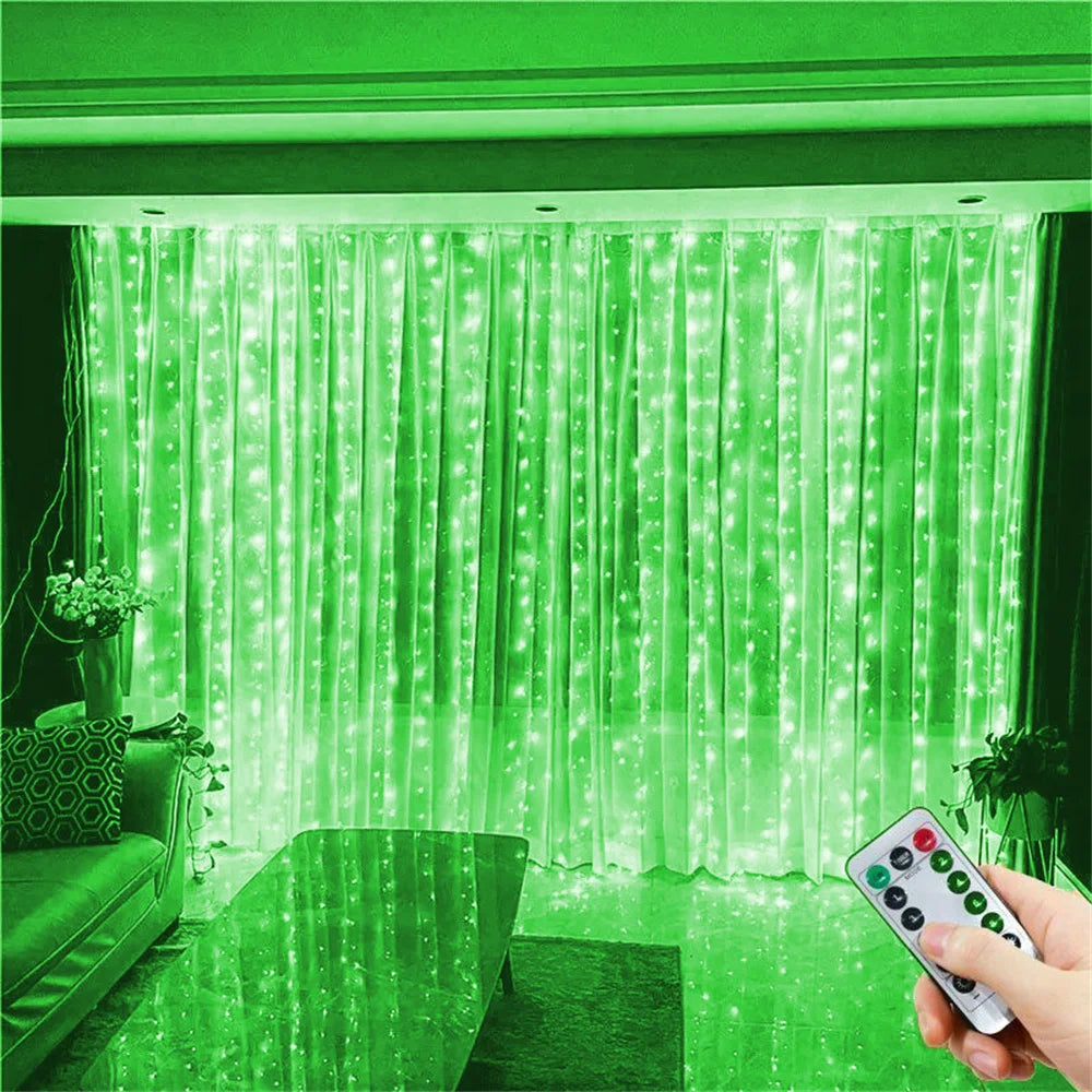 USB Plug Wedding Garland Valentine's Day Ramadan EID Mubarak Decoration for Home Curtain Lights 8 Modes LED Curtain Fairy Light
