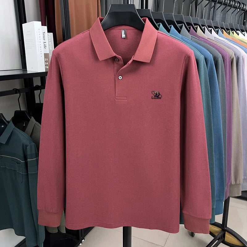 100% pure cotton 2025 Spring and Autumn new high-quality men business casual POLO shirt exquisite brand embroidered T-shirt top