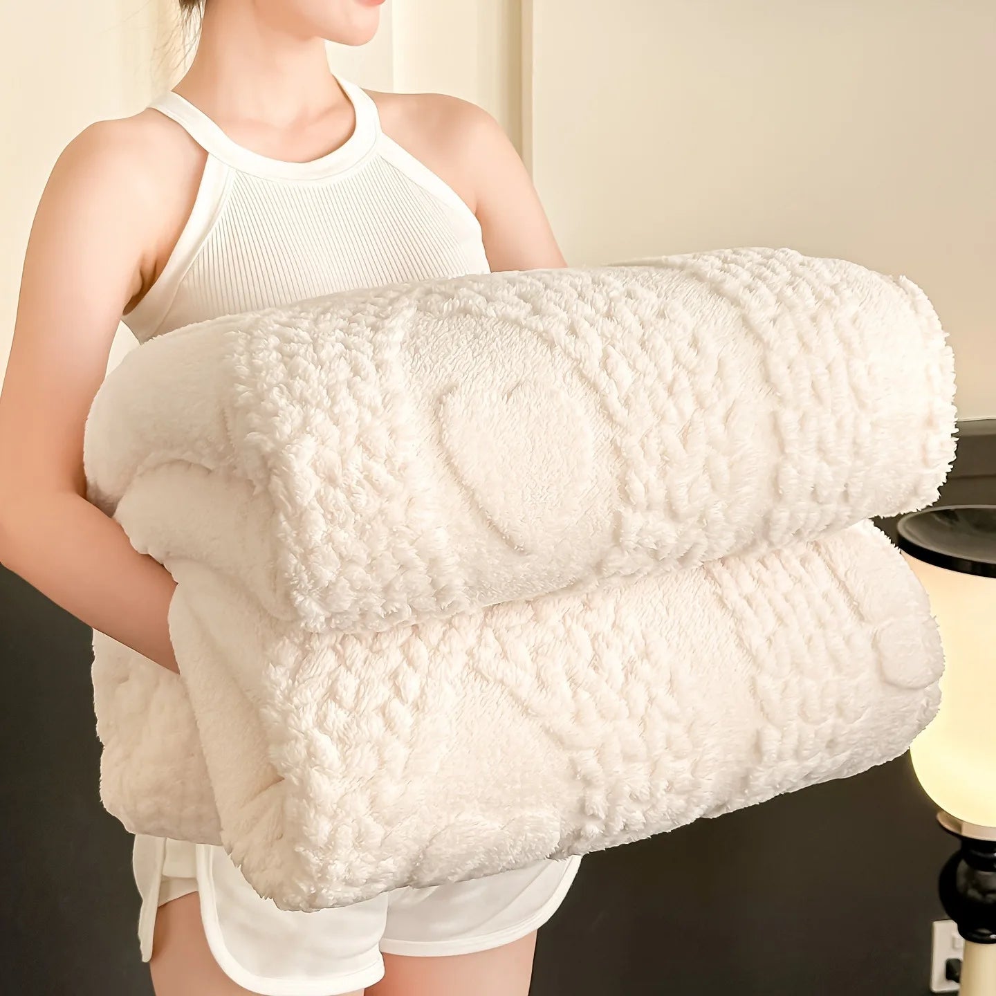 Soft Smooth Bowknot Style Blanket for Beds Sofas Office Naps Warm Experience Home Decorative Throw Blanket