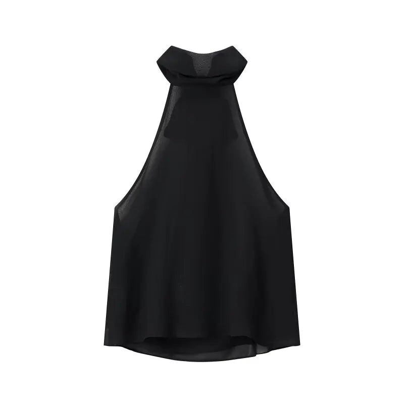 Summer Women Elegant Halter Top Bow Decor Polka Dot Backless Sleeveless Chiffon Shirt Casual Vacation Outfit