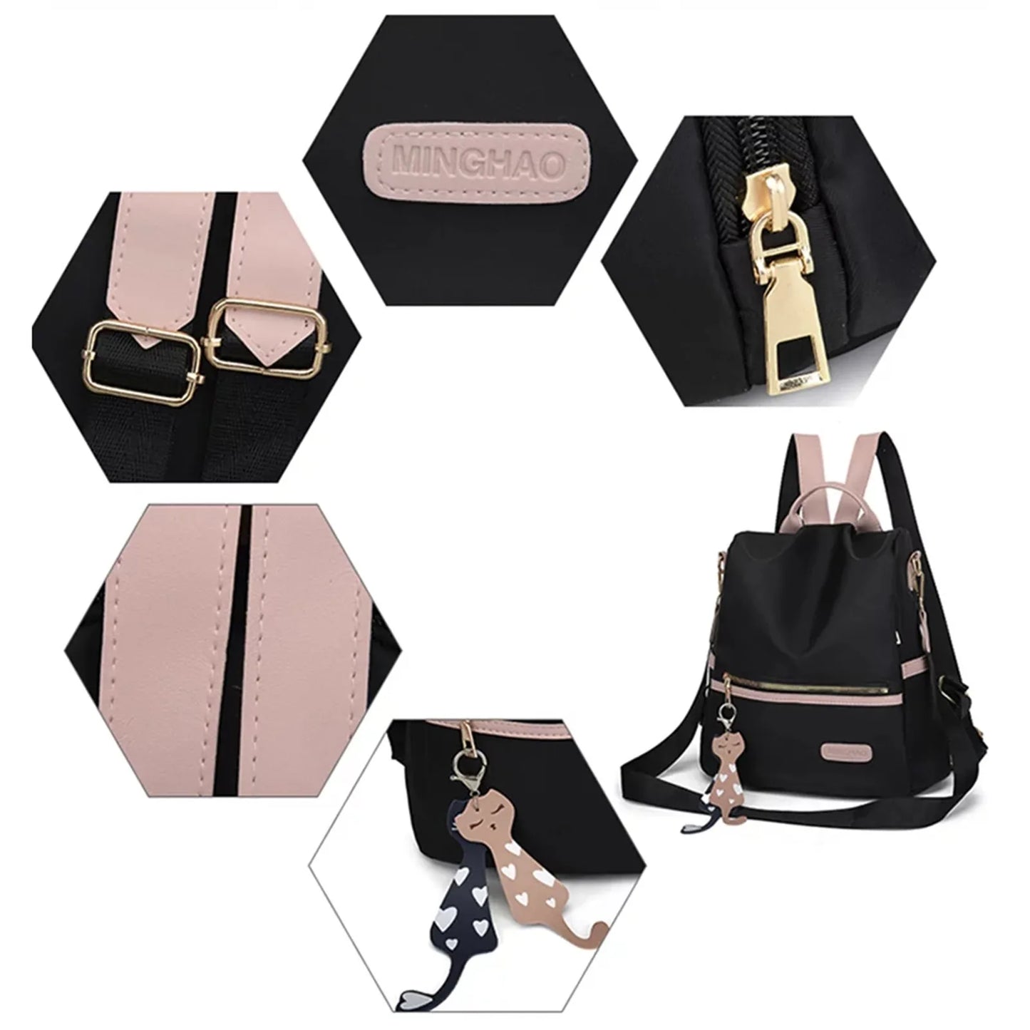 Large School Bags For Teenage Girls Usb Port Canvas Schoolbag Student Book Bag Fashion Black Pink Teen School Backpack