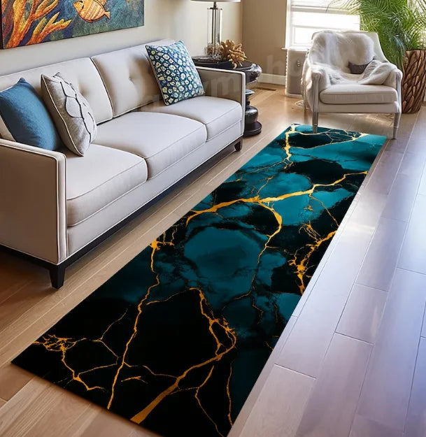 Marble Rug Runner Modern Non-Slip Entryway Decor Tile Design for Kitchen Hallway and Dining Room Floors Home Decoration Carpets
