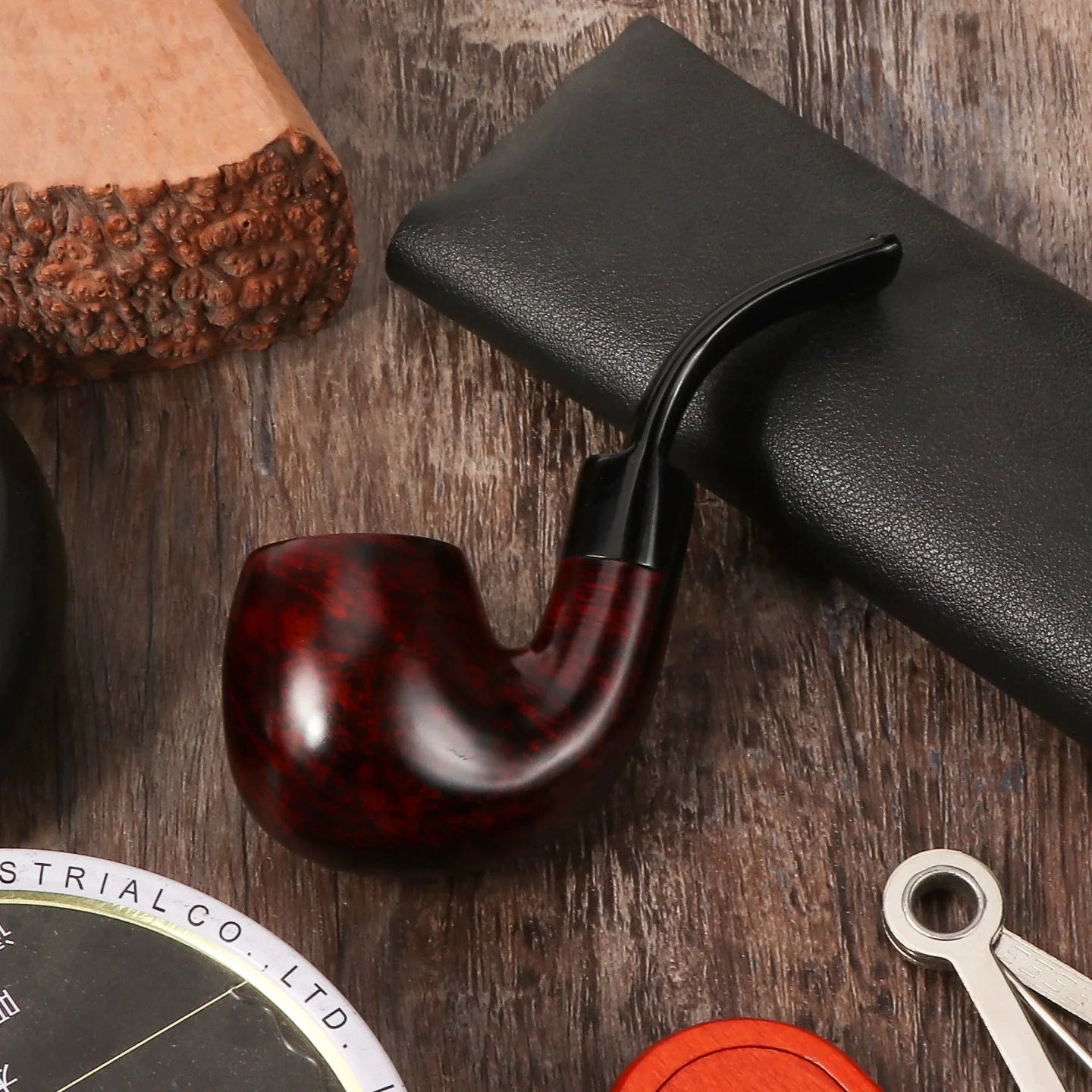 Premium Briar Sherlock Holmes Style Smoking Pipe - 9mm Filter, Handcrafted Solid Wood, Classic Gentlemen's Tobacco Pipe