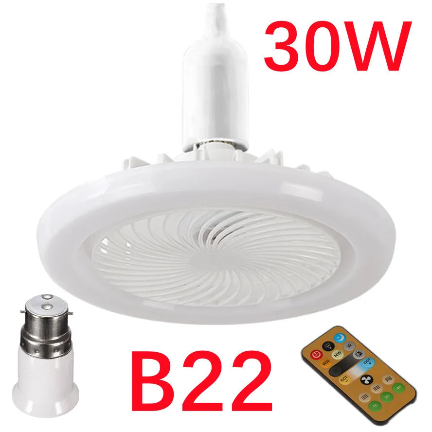 30w 3In1 Ceiling Fan With Lighting Lamp electric fan E27 Converter Base With Remote Control For Bedroom Living Silent AC85V-265V