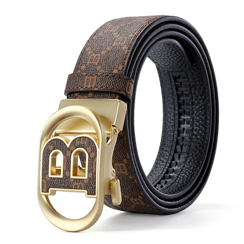 "B" Letter Genuine leather Belt for men Luxury brand Automatic Jeans Trouser belt golf man belt Work social designer waist belts