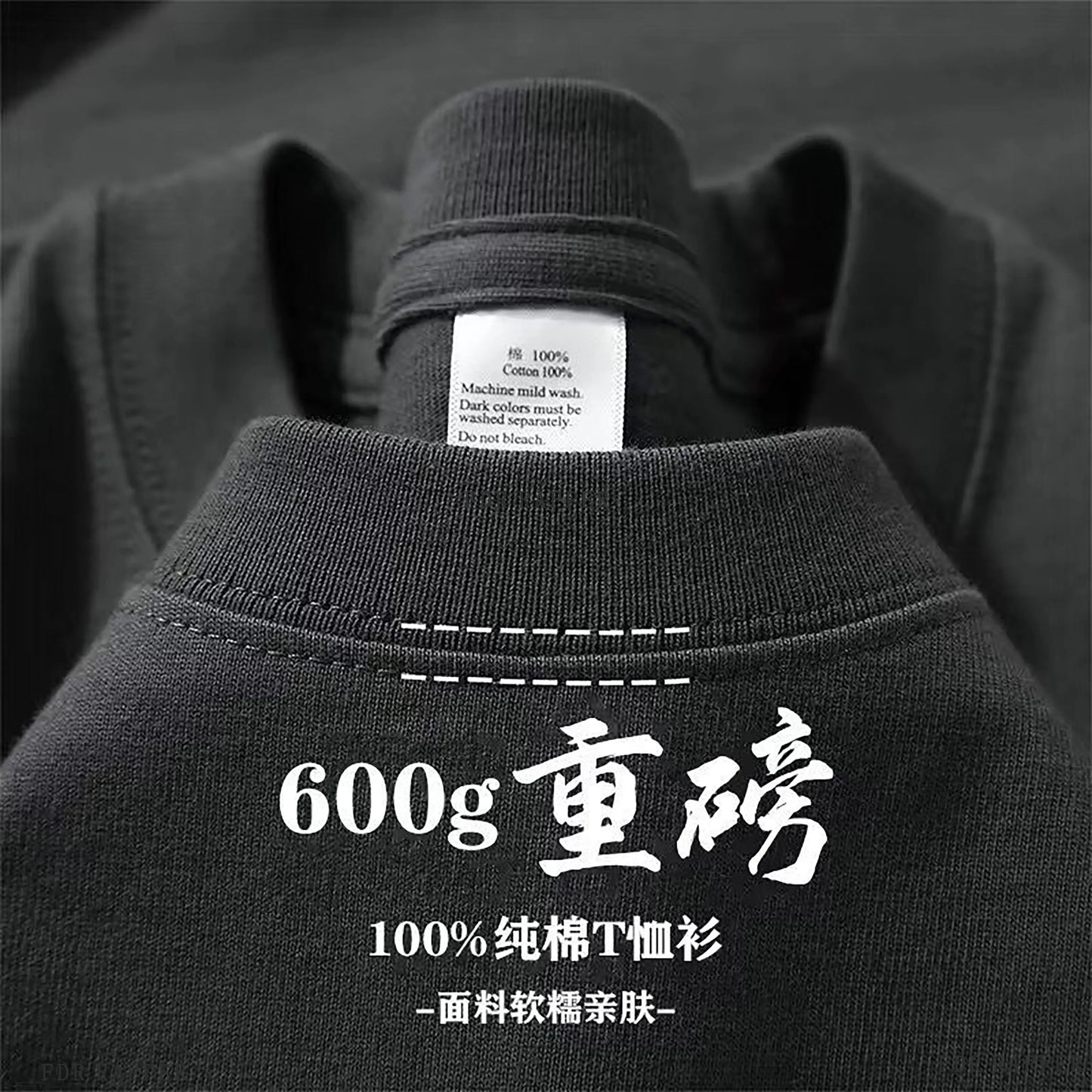 600G/㎡ Long-sleeved T-shirt Men's American Bundle Bottoming Shirt with Small Neckline Loose Pure Cotton Green Autumn Top Men's