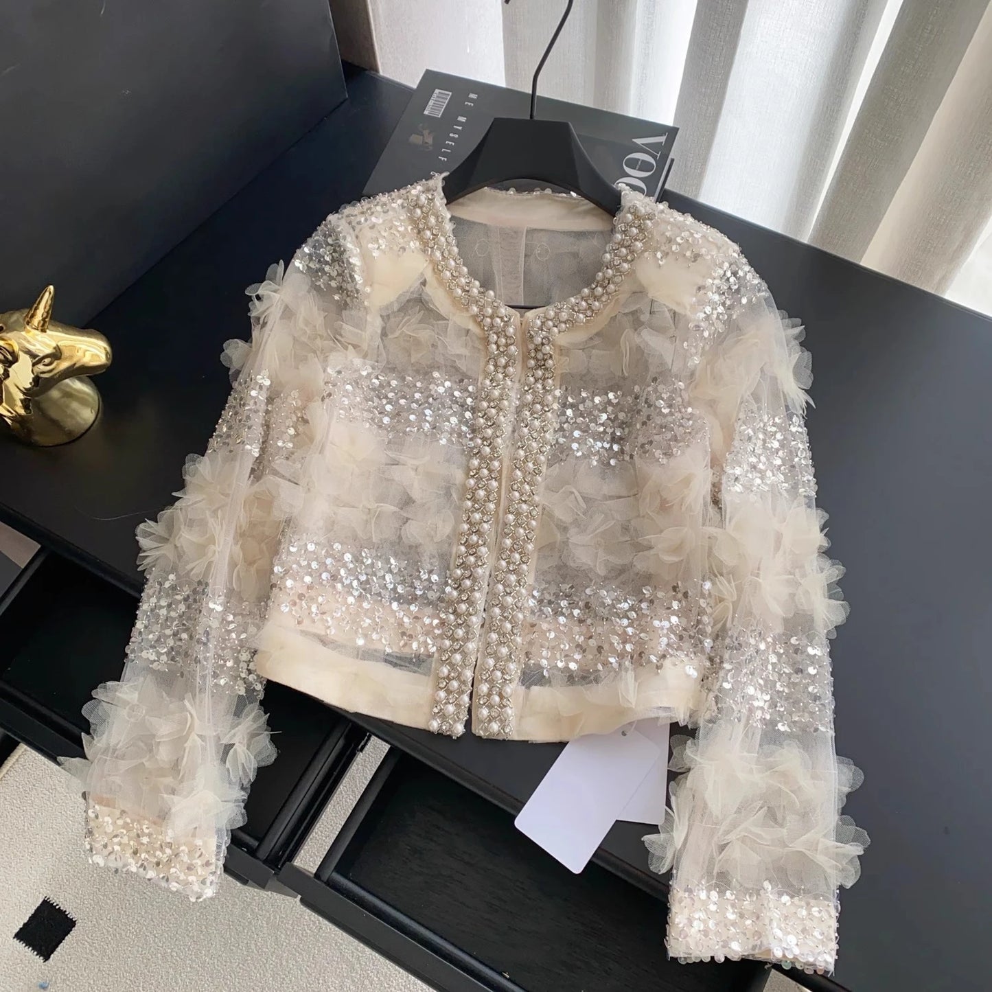 Diamonds Sequin Outerwears 3d Flower Chaquetas Spring Summer Ropa De Mujer Small Fragrance Jacket Fashion Woman Clothing