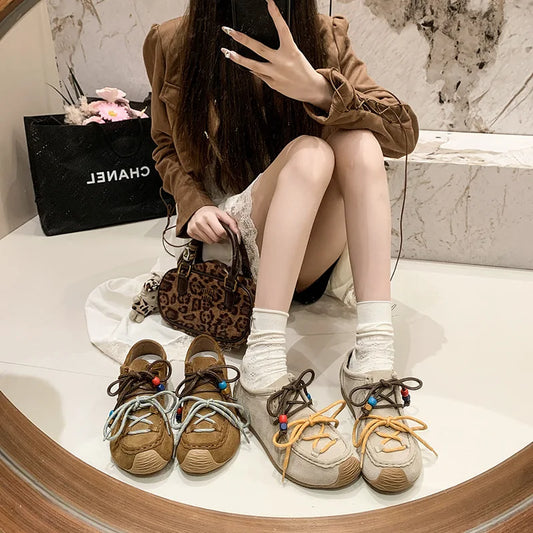 #1 2025 Trending: Women's Suede Flats | Chic & Comfy Training Sneakers | Vintage Versatile Spring/Autumn Shoes