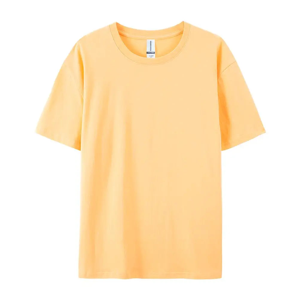 Loose Cotton Solid Tshirts Men Woman Short Sleeve Fashion Brand Trend Couple Clothing Tees Customized Candy Color Summer Tops
