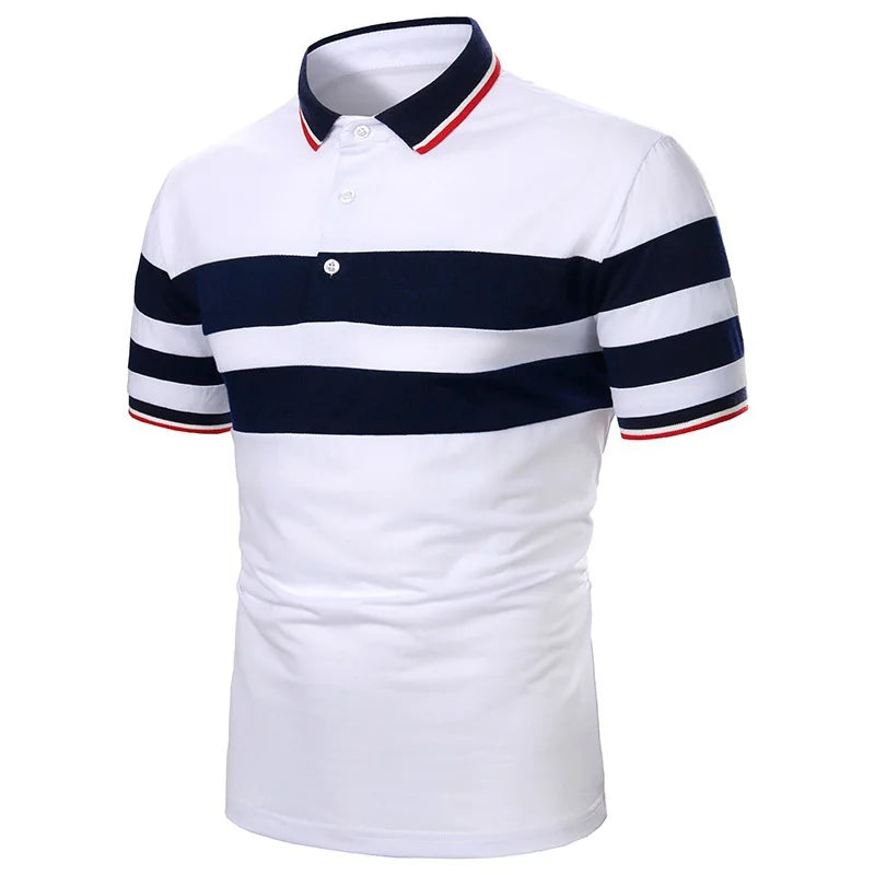 Men's fashionable short sleeved polo, men's 3D digital printed polo, men's striped printed polo