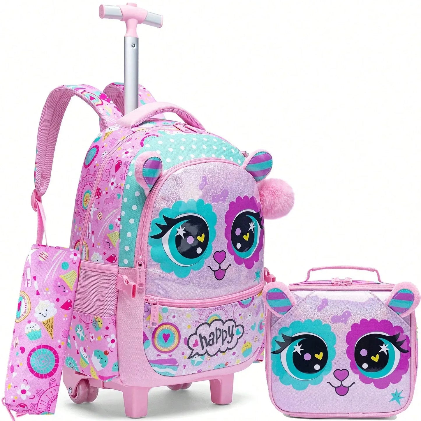 Children's School Bags Kids Rolling Backpack for Girls Luggage Suitcase with Wheels Trolley Wheeled Backpacks for School Travel