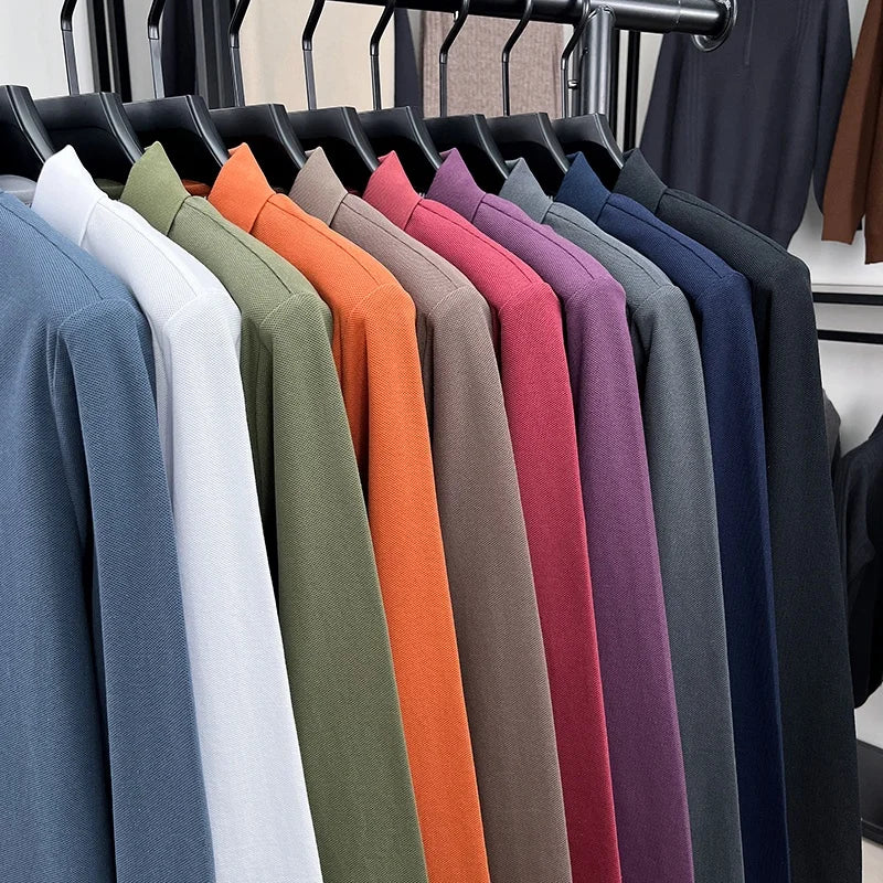 100% pure cotton 2025 Spring and Autumn new high-quality mens business casual polo shirt exquisite brand embroidered T-shirt top
