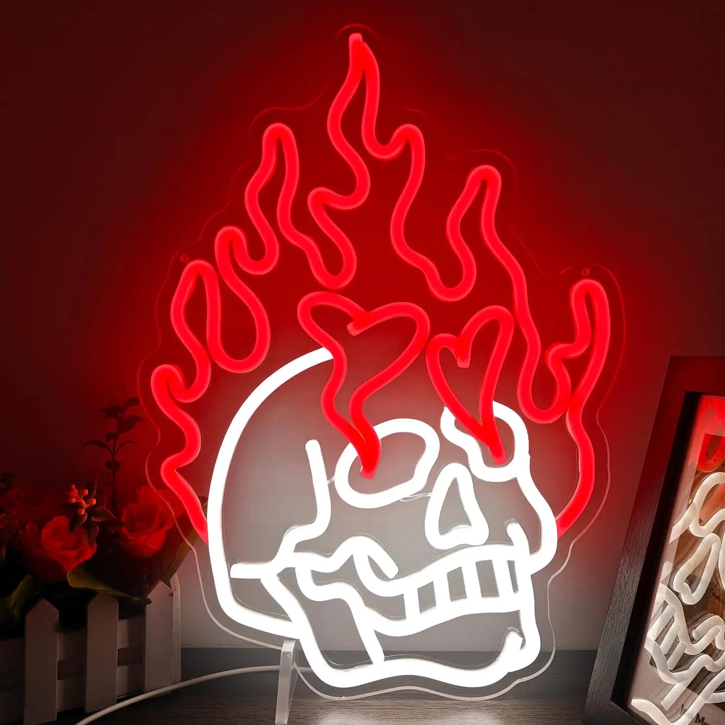 Skull Neon Sign - Dimmable USB-Powered LED for Bedroom, Man Cave, Bar, Club & Halloween Party Decor | Ideal Holiday Decorations