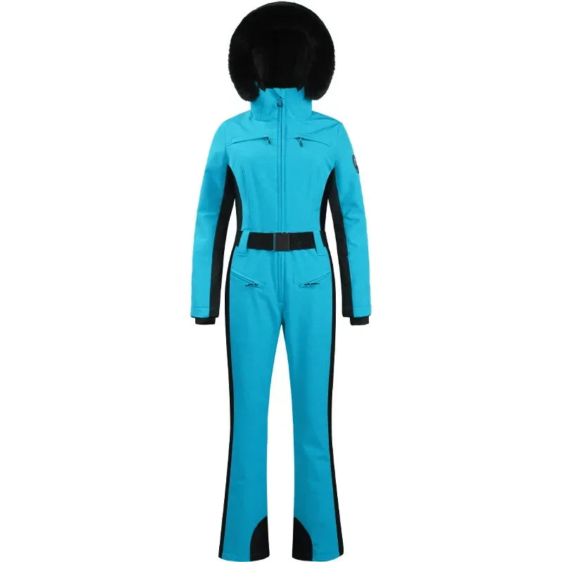 2025 Winter One-Piece Ski Suit Thickened Thermal Overalls Snowboard Jacket Jumpsuits Slim Fitting Ski Set Wind Proof Waterproof