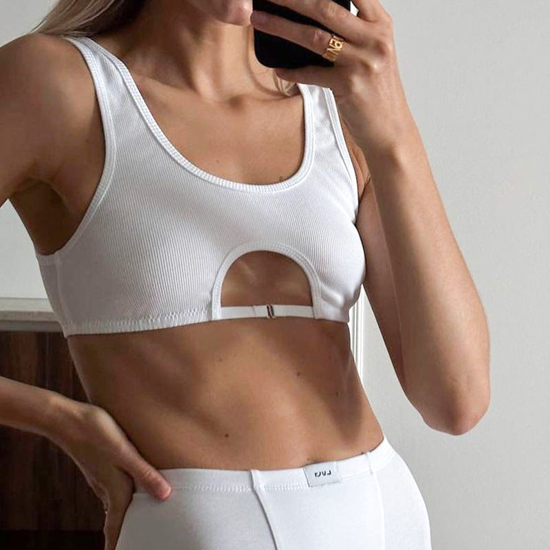 Fashion Summer Sleeveless Tops New Sexy Short Women Tank Tops White Streetwear Cut Out Party Clothing