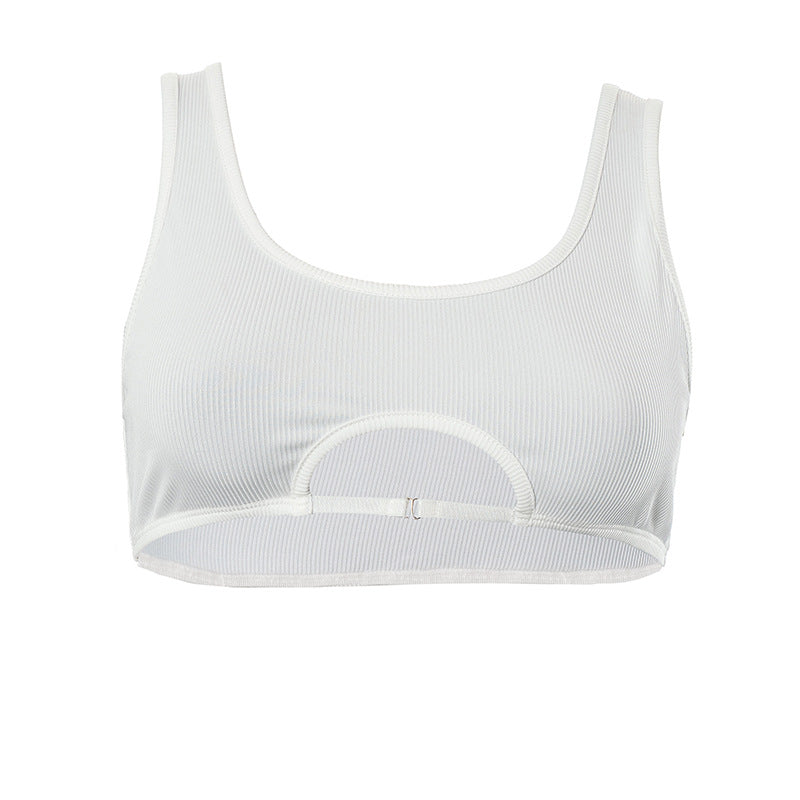 Fashion Summer Sleeveless Tops New Sexy Short Women Tank Tops White Streetwear Cut Out Party Clothing