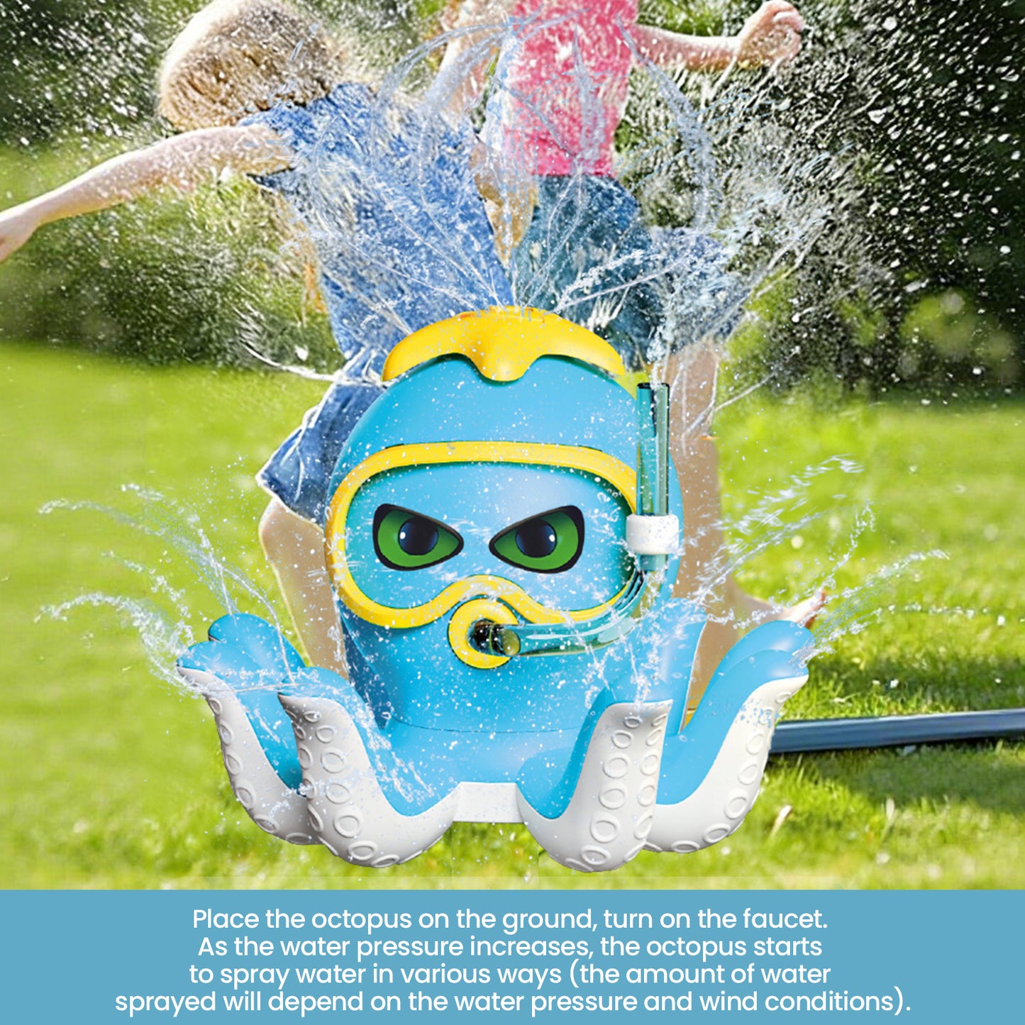 outdoor Water Toy Baby Bath Toys Cartoon Squid windmill Sprinkler Rotating Spray Garden Yard  Fun Games Toys for Kids boys girls