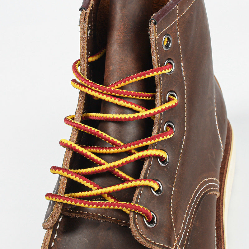 Genuine Leather Men's Boots Vintage Tooling Boots Man Short Boot Rhubarb Boots Men's High Top Men's Shoes Leather