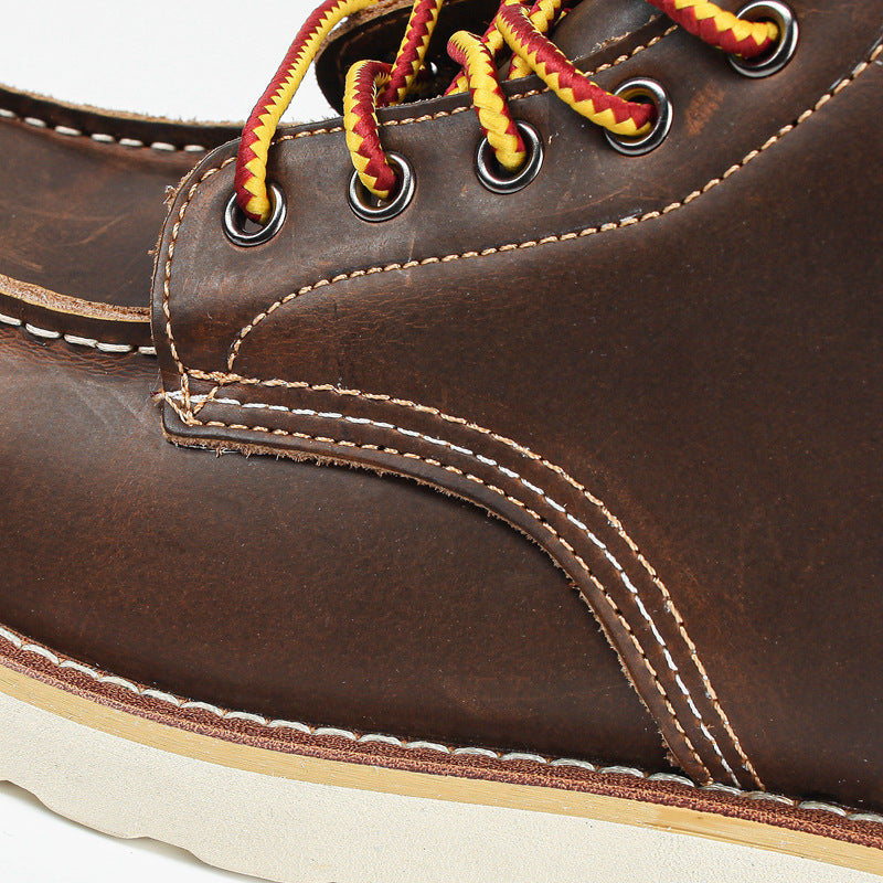 Genuine Leather Men's Boots Vintage Tooling Boots Man Short Boot Rhubarb Boots Men's High Top Men's Shoes Leather