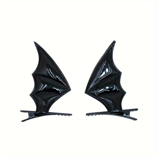 2pcs Cyberpunk Bat Wings Hair Clip - Y2K Style Barrette for Cosplay, Parties, and Halloween - Devil Hair Accessory