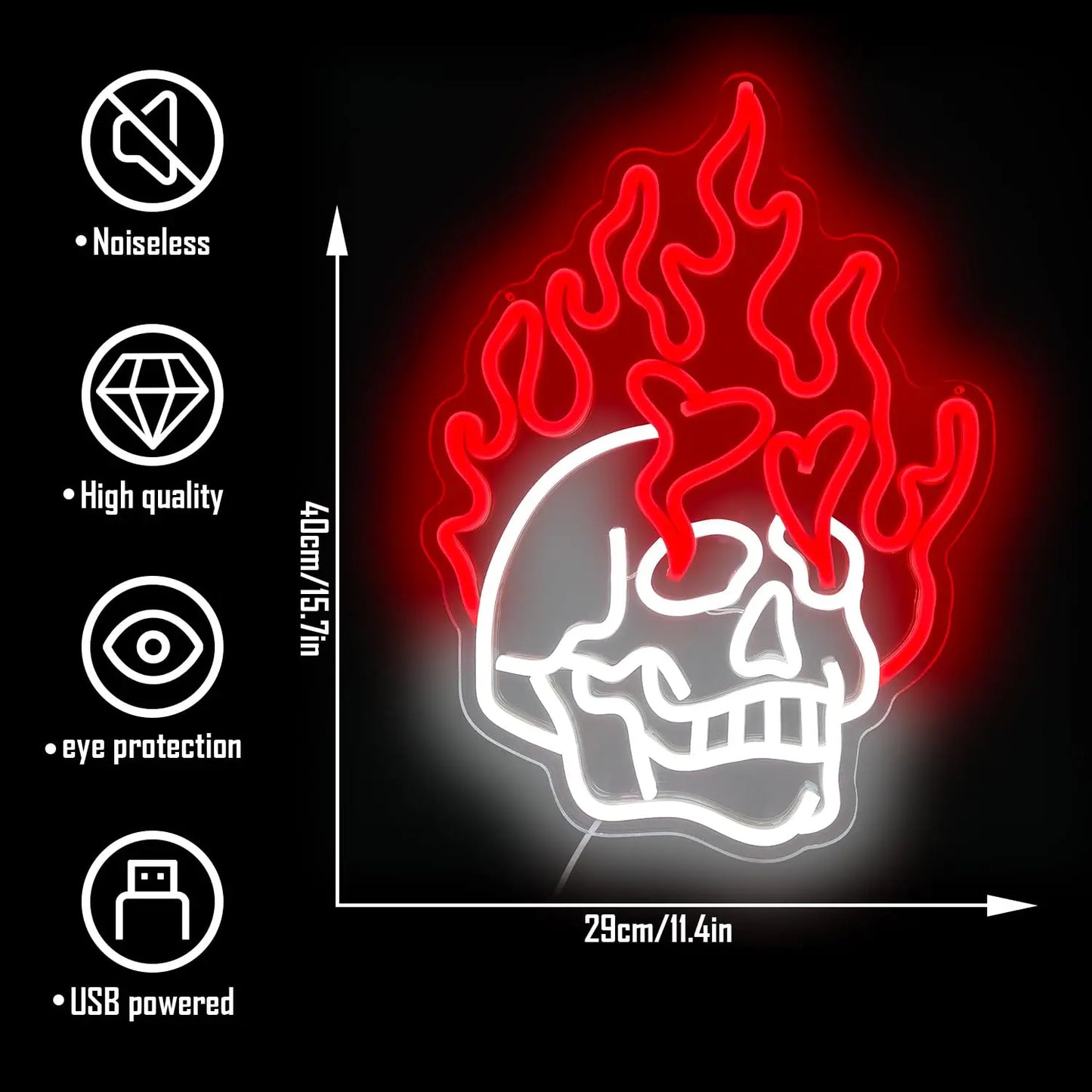 Skull Neon Sign - Dimmable USB-Powered LED for Bedroom, Man Cave, Bar, Club & Halloween Party Decor | Ideal Holiday Decorations