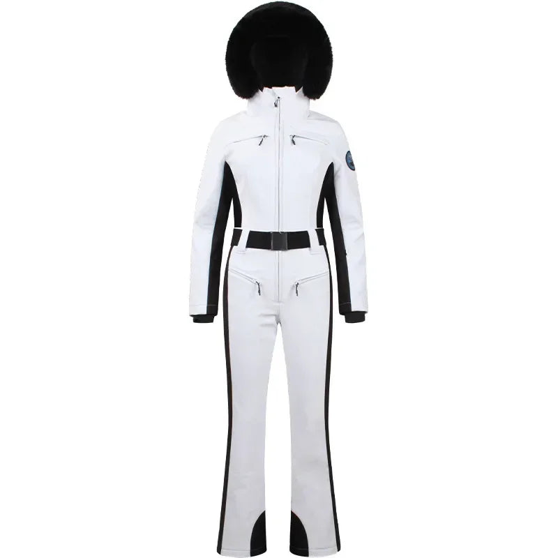 2025 Winter One-Piece Ski Suit Thickened Thermal Overalls Snowboard Jacket Jumpsuits Slim Fitting Ski Set Wind Proof Waterproof