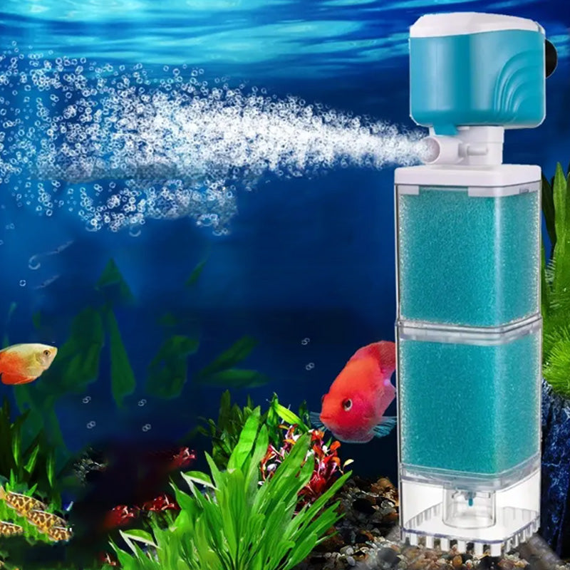 Automatic Aquarium Filter System 4W/220V Fish Tank Built-in Filter Oxygenated Water Circulation Anti Backflow Water Pump-US Plug