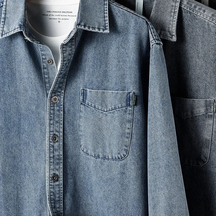 New American Retro Long-sleeved Shirts in Autumn and Winter,ruffian Handsome Loose Large-size Casual Tooling Jacket,Denim Jacket