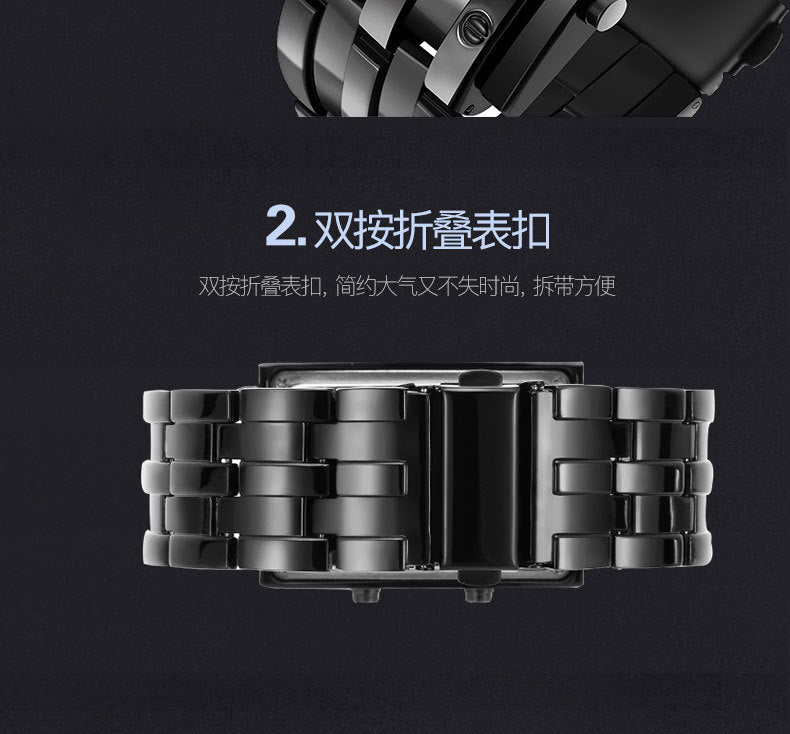 Men Watch 50m Waterproof Lava Watch Double Row Lamp Led Watch Male Binary Steel Band Electronic Sport Watch Relogios Masculino