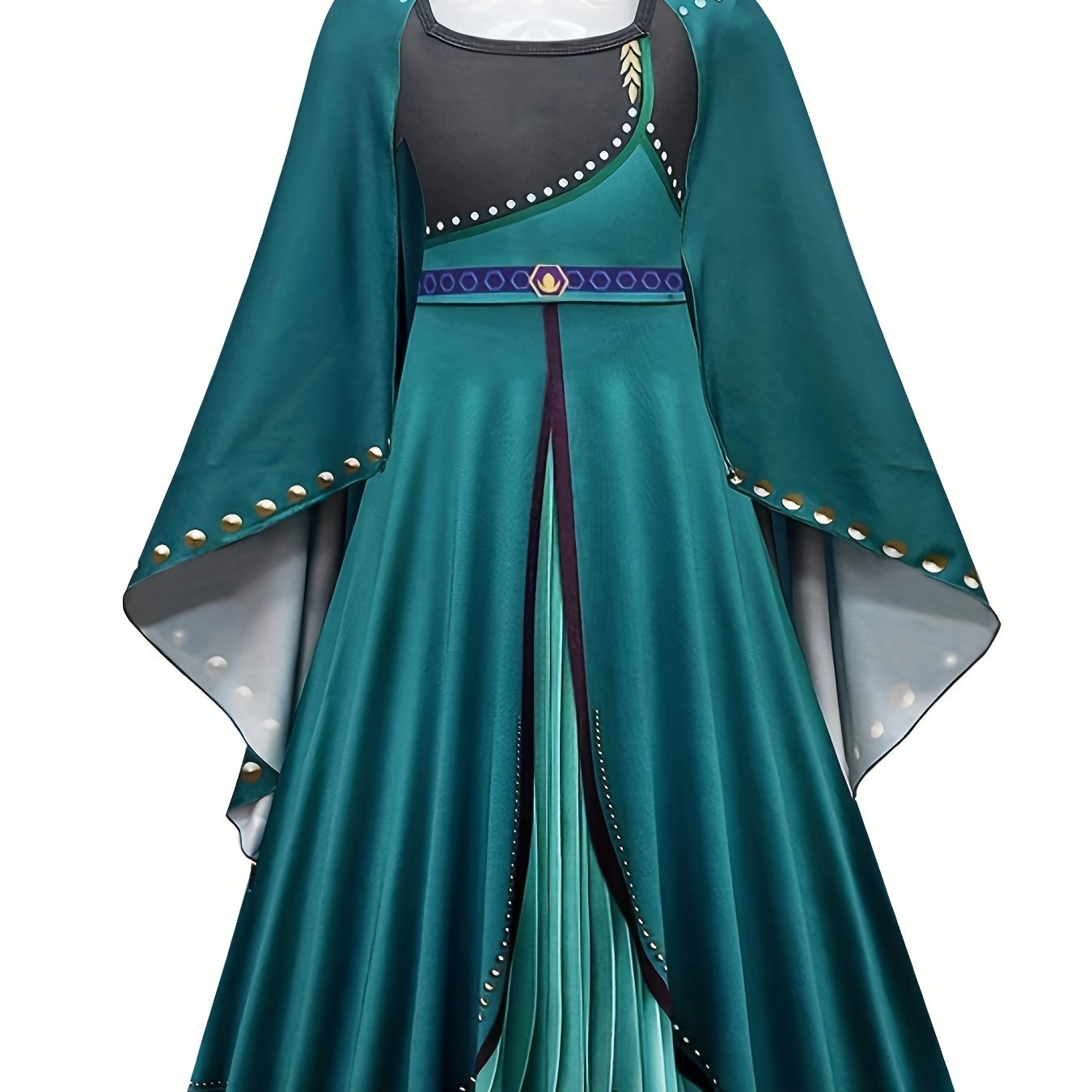 Toddler Girls Square Neck Long Sleeve Dress With Cape Halloween Party Performance Outfit