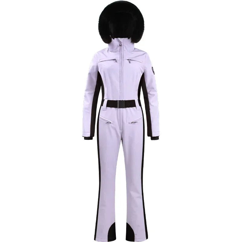2025 Winter One-Piece Ski Suit Thickened Thermal Overalls Snowboard Jacket Jumpsuits Slim Fitting Ski Set Wind Proof Waterproof