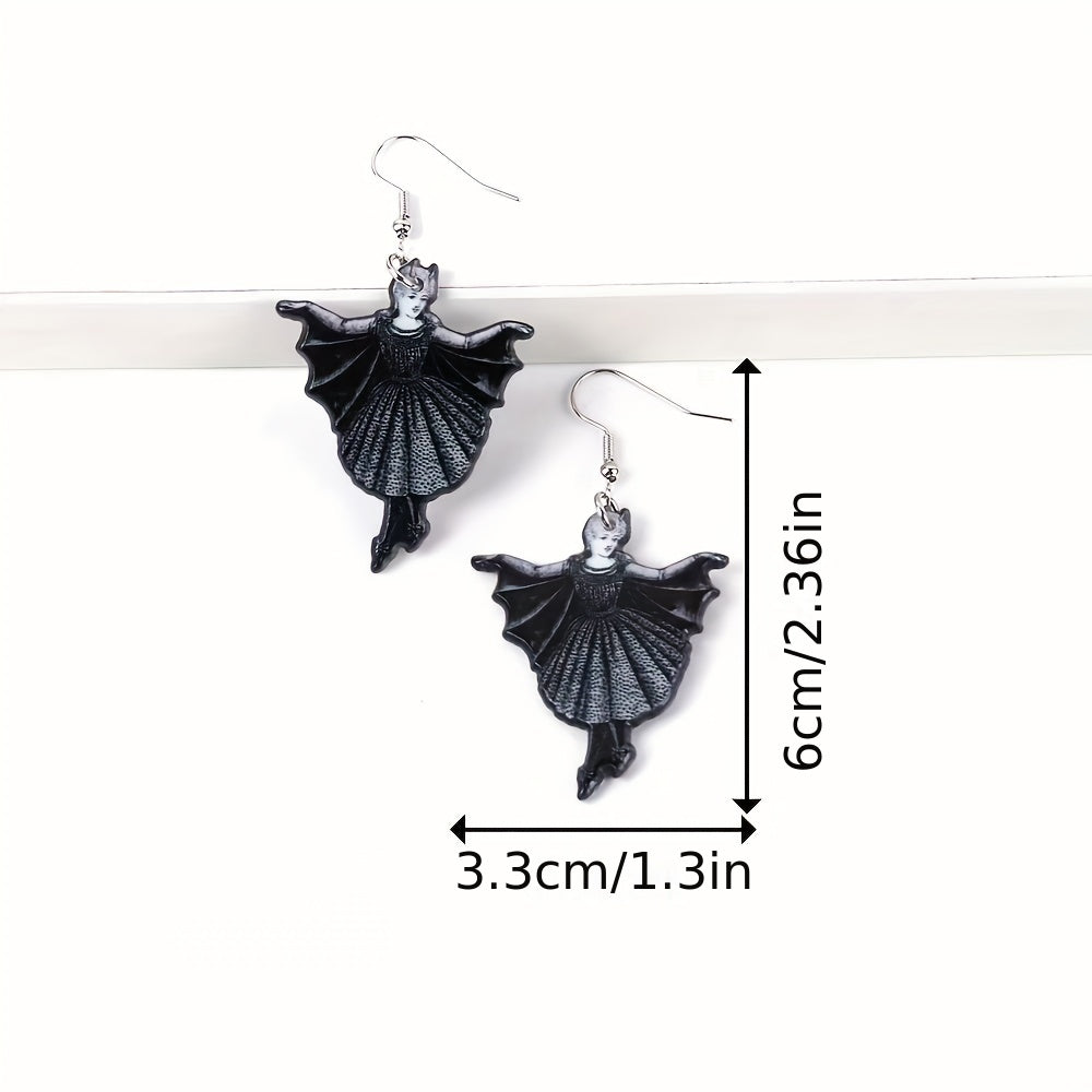Black Cat Head Pendant Acrylic Earrings Dangle Earrings Drop Earrings Hook Earrings Halloween Jewelry Accessories For Women