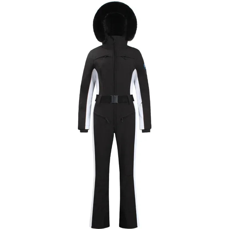 2025 Winter One-Piece Ski Suit Thickened Thermal Overalls Snowboard Jacket Jumpsuits Slim Fitting Ski Set Wind Proof Waterproof