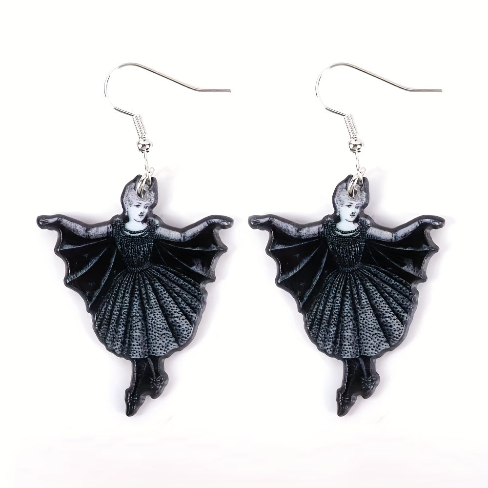 Black Cat Head Pendant Acrylic Earrings Dangle Earrings Drop Earrings Hook Earrings Halloween Jewelry Accessories For Women