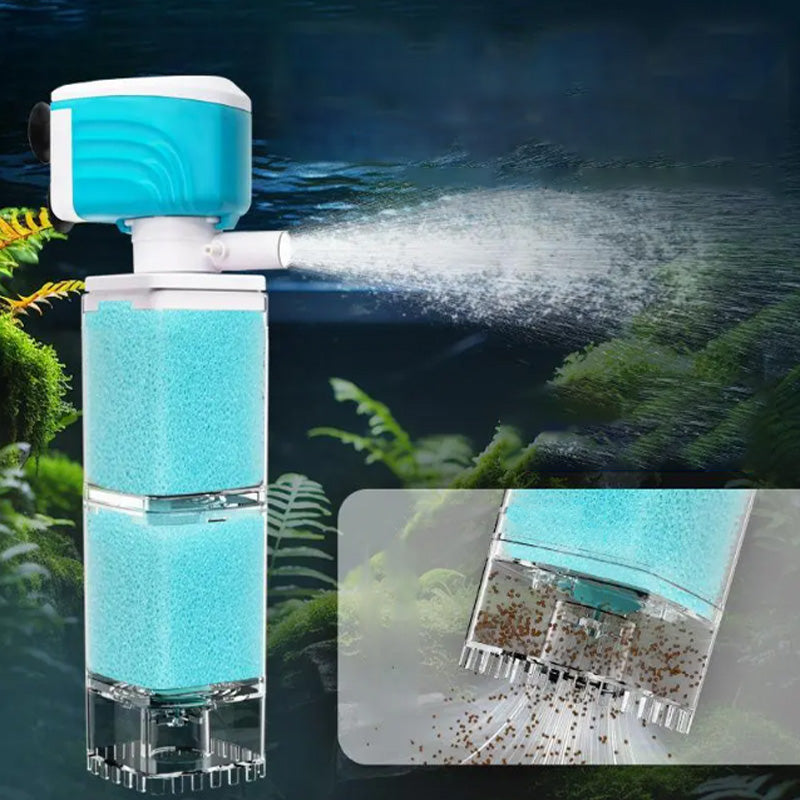 Automatic Aquarium Filter System 4W/220V Fish Tank Built-in Filter Oxygenated Water Circulation Anti Backflow Water Pump-US Plug