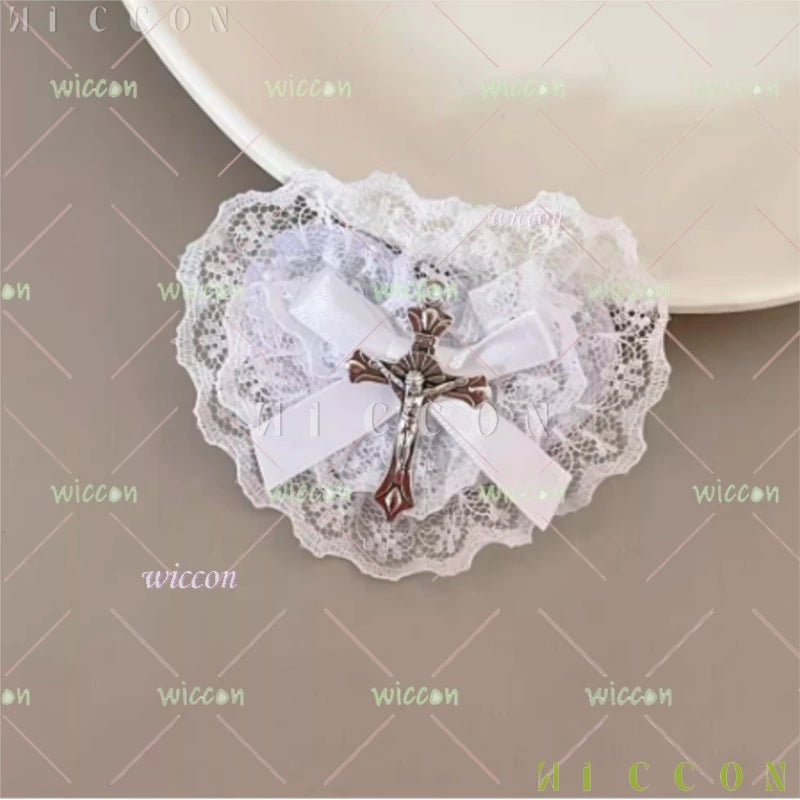 Halloween costumes ‌‌‌‌‌‌BGothic Lolita Nun Accessory Lace Eye Mask with Heart Halloween Cosplay Accessory disfraz halloweeen