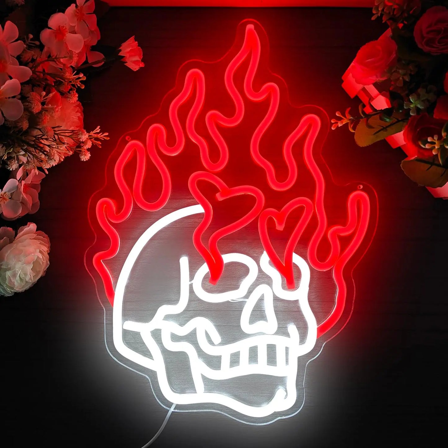 Skull Neon Sign - Dimmable USB-Powered LED for Bedroom, Man Cave, Bar, Club & Halloween Party Decor | Ideal Holiday Decorations