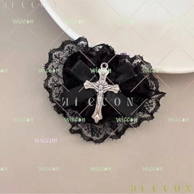 Halloween costumes ‌‌‌‌‌‌BGothic Lolita Nun Accessory Lace Eye Mask with Heart Halloween Cosplay Accessory disfraz halloweeen