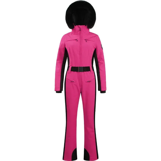 2025 Winter One-Piece Ski Suit Thickened Thermal Overalls Snowboard Jacket Jumpsuits Slim Fitting Ski Set Wind Proof Waterproof