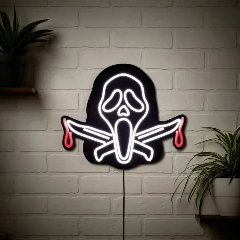 Ghost Led Neon Sign Light - Halloween Decoration Scary Theme Party Wall Art Neon for Bedroom Living Room Horror Movie Fan Gifts