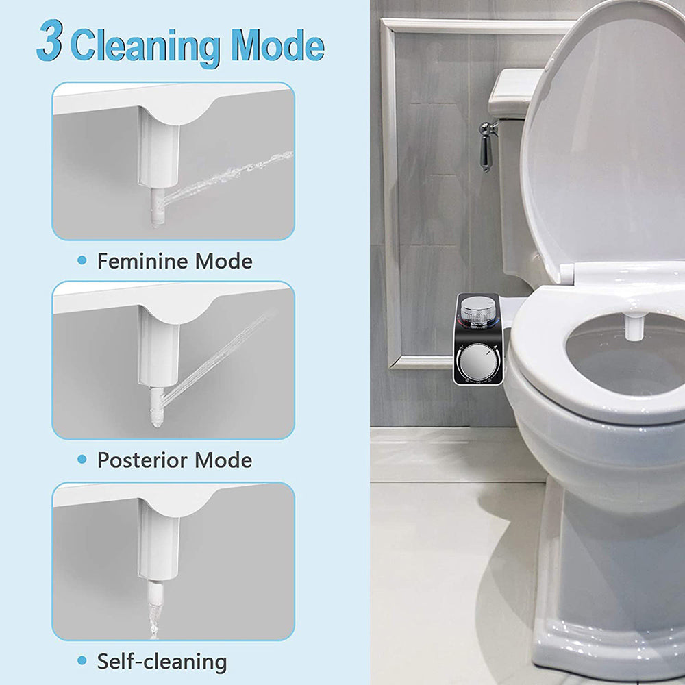Bidet Attachment Self-Cleaning Double Nozzle Toilet Seat Adjustable Water Pressure Bidet Sprayer With Hose Non-Electric EU/US/AU