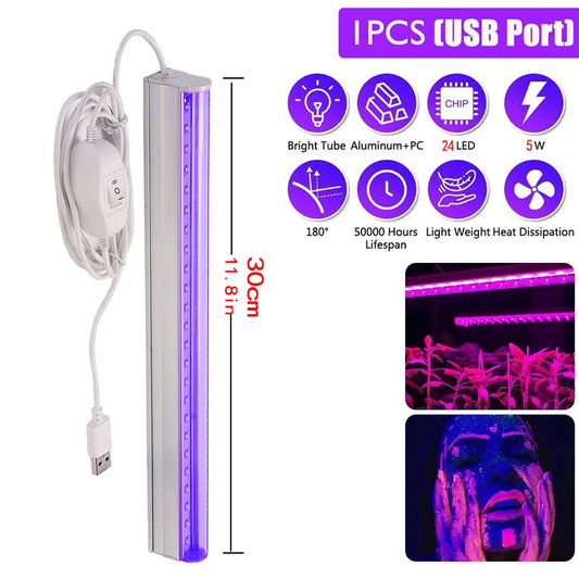 UV LED Black Light Fixtures Portable Blacklight Lamp For Stain Clean,Neon Paint Art,UV Body,Glow Party,UV Poster UV Curing Lamp