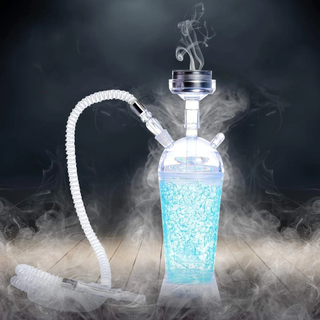 Portable Hookah Cup Set with LED Light and Shisha Accessories Acrylic Hookah Shisha Pipe Easy to Carry for Home Cars and Parties