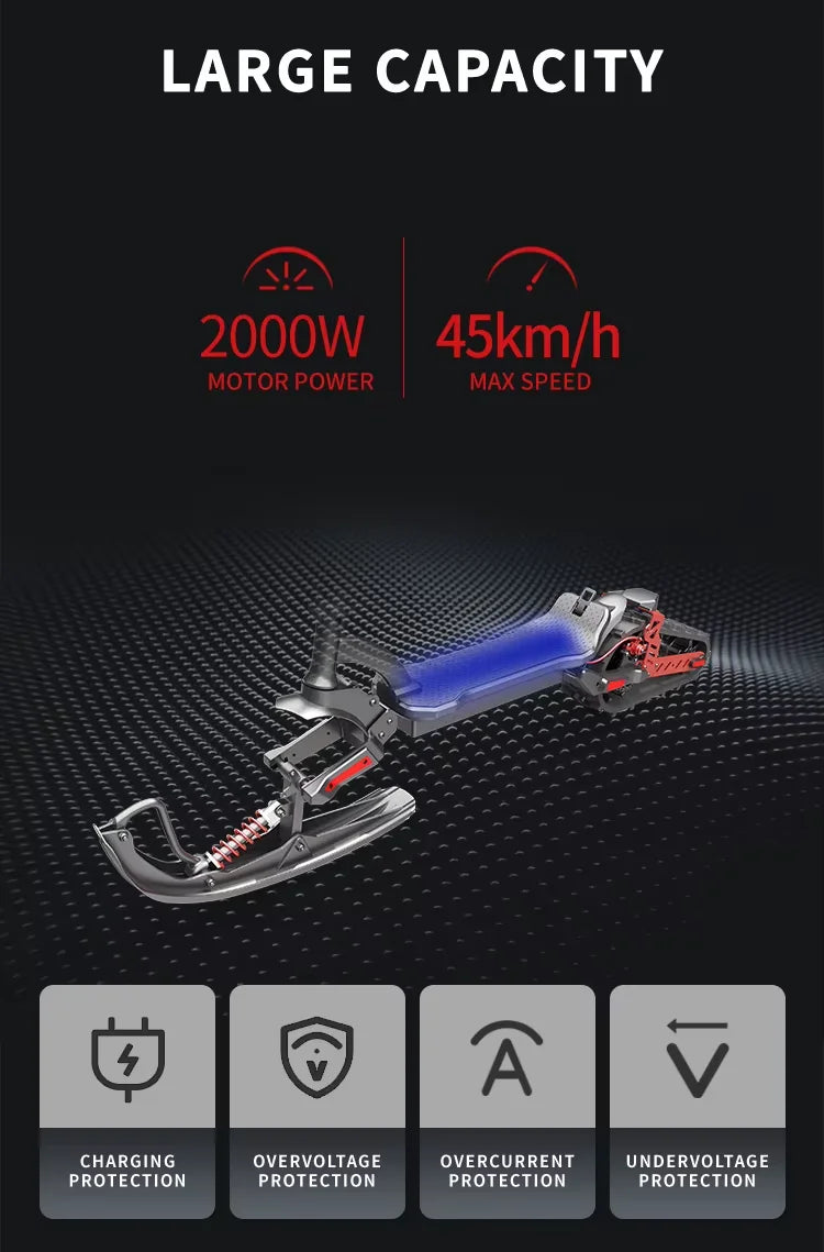 3-in-1 Electric Snow Scooter DIY Convertible Snowmobile Scooter with Tracks/Ski/Snowboard, All-Terrain Winter Sports Vehicle