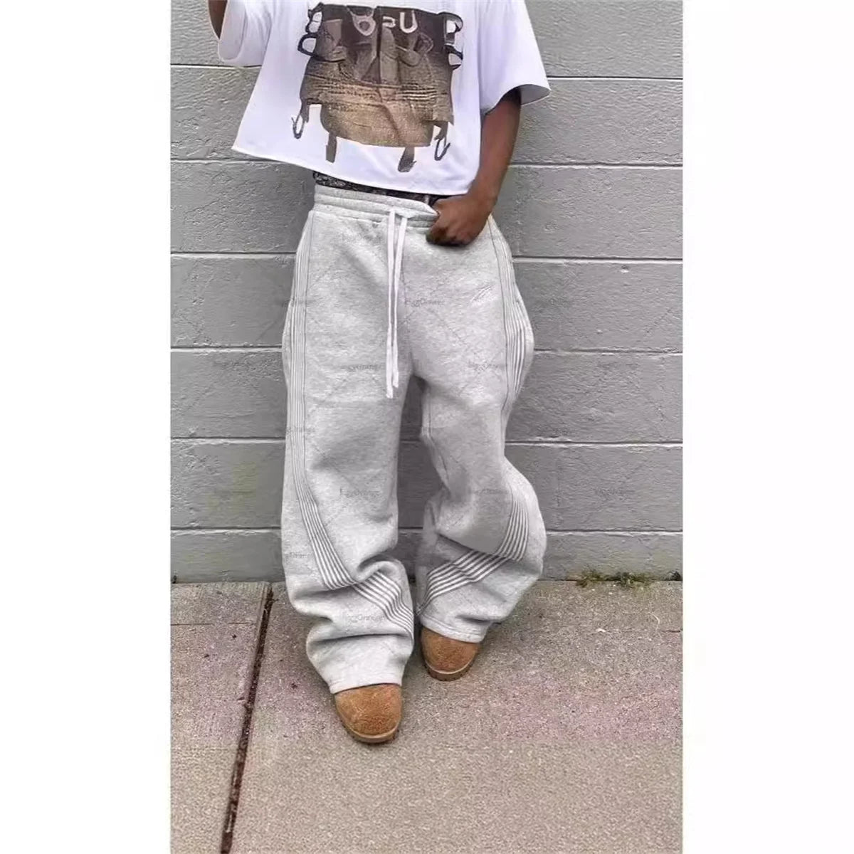 Y2k Embroidered Black Gray Casual Pants Camo Functional Tactical Functional Men's Women's Premium Jogging Drawstring Sweatpants