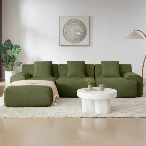 Modern L Shaped Modular Sofa Set Reclining for Living Room Velvet Upholstery Oversized 3-Seater Hotel Use Deep Seat