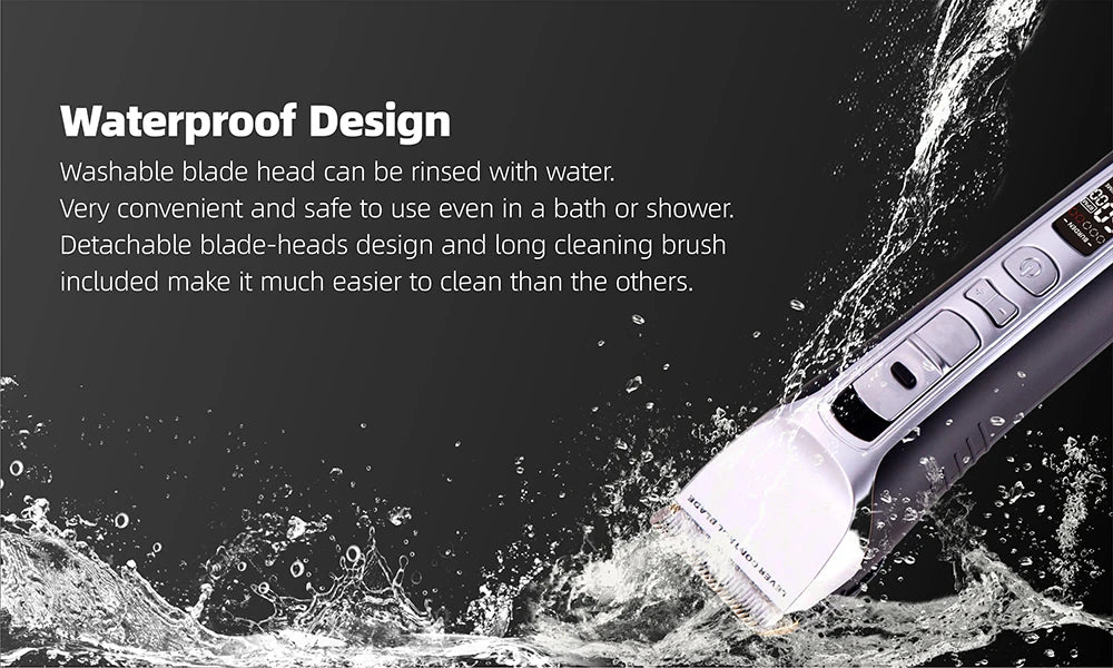 Hair Trimmer Rechargeable Electric Hair Clipper Ceramic Blade LCD Display Salon Men Hair Cutting Machine