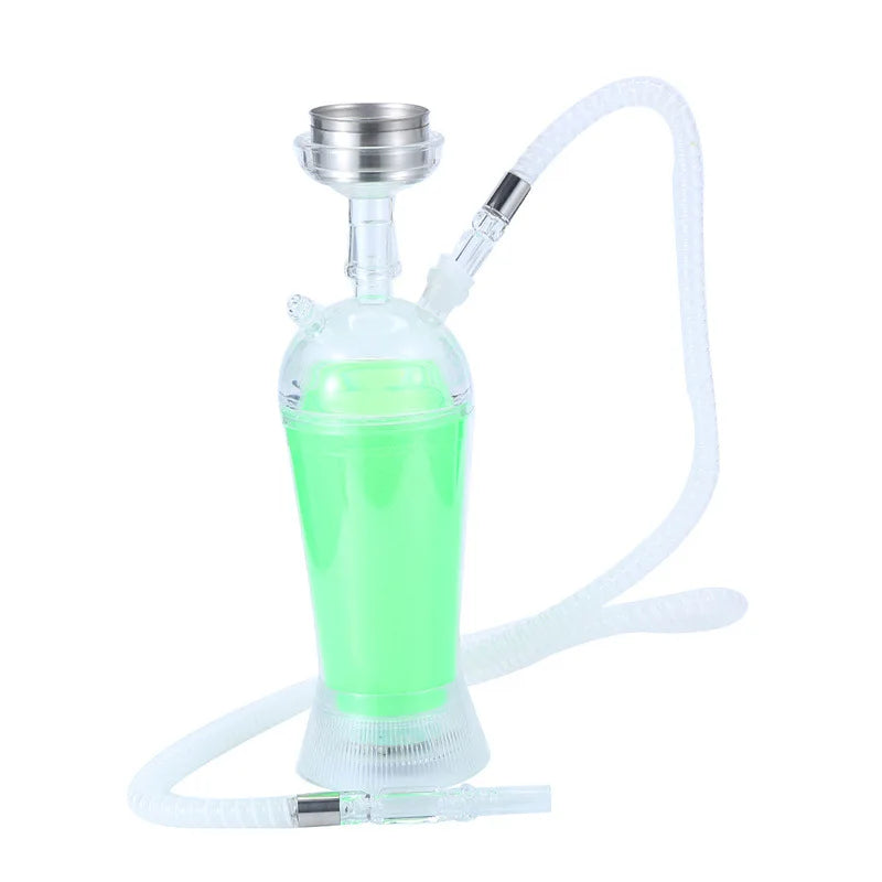 Portable Hookah Cup Set with LED Light and Shisha Accessories Acrylic Hookah Shisha Pipe Easy to Carry for Home Cars and Parties